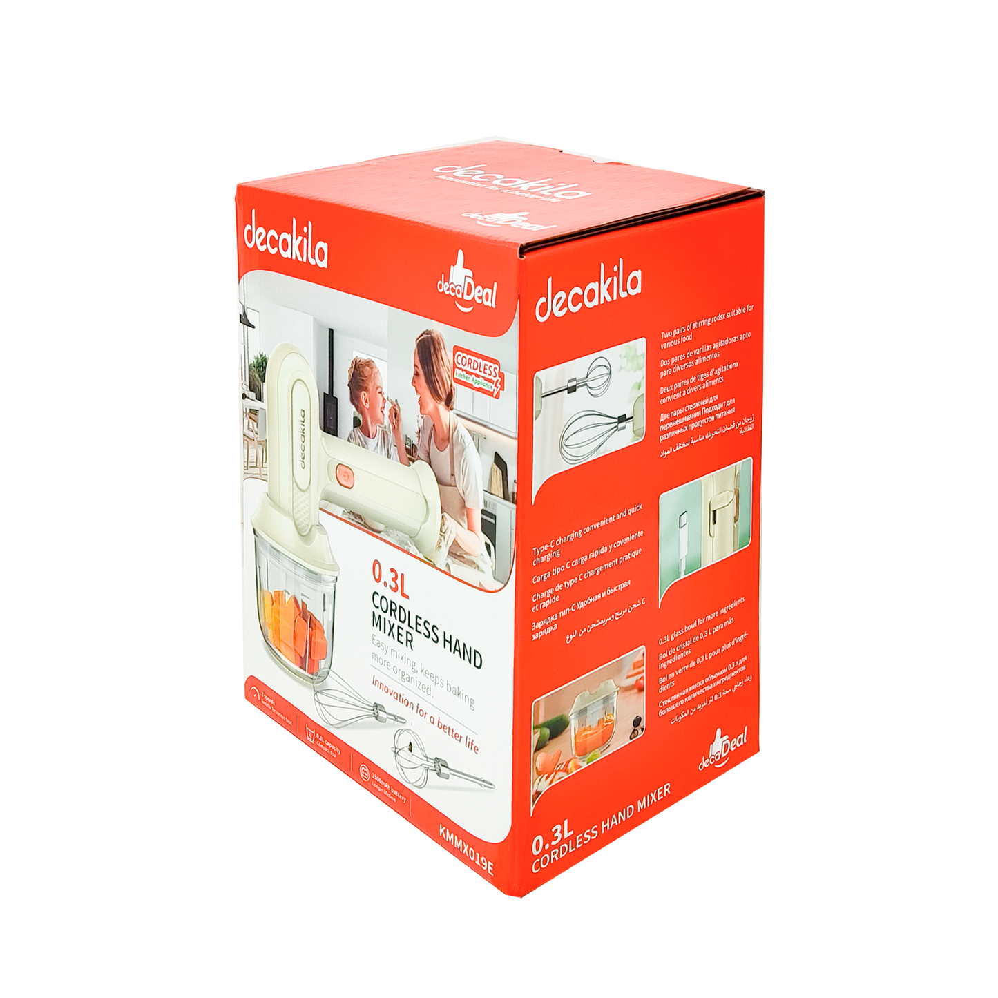 Batidora de Mano Inalámbrica 3 Velocidades de 300 ml Blanca Decakila KMMX019E