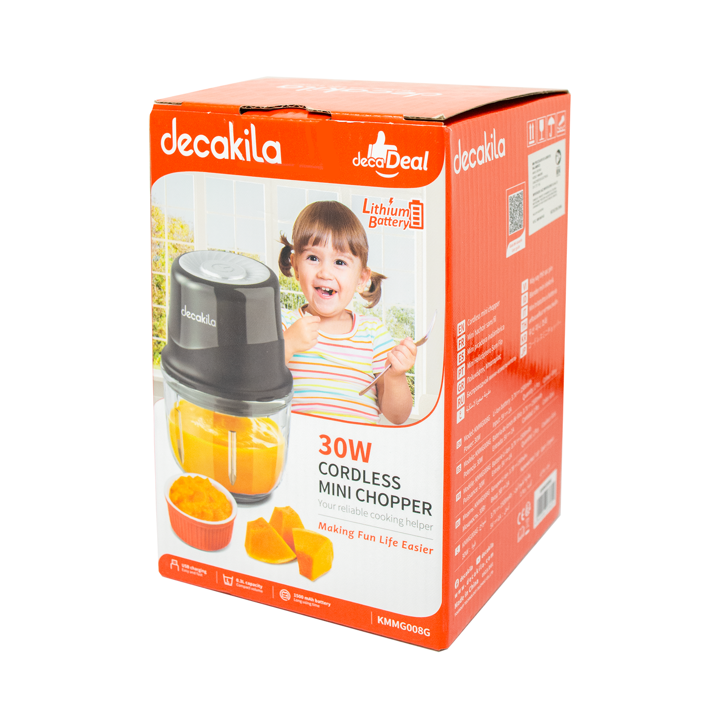 Mini Procesador de Alimentos Inalámbrico Gris Decakila KMMG008G