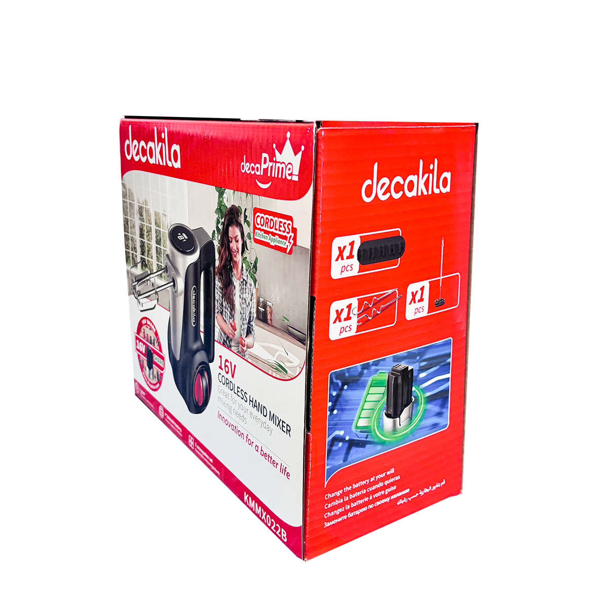 Batidora de Mano 7 Velocidades Inalámbrica de Batería Negra Decakila KMMX022B
