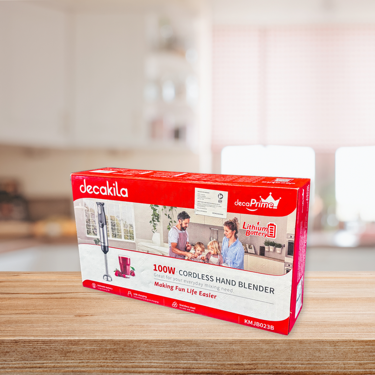 Batidora de Inmersión Inálambrica 2 velocidades Negro Decakila KMJB023B (CAJA DE 15 PZAS)