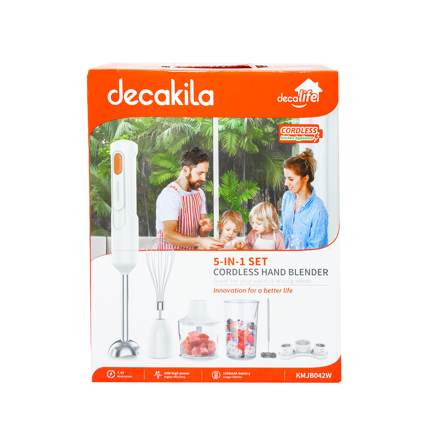Batidora de inmersión 5 en 1 con accesorios Inalámbrico Blanco Decakila KMJB042W