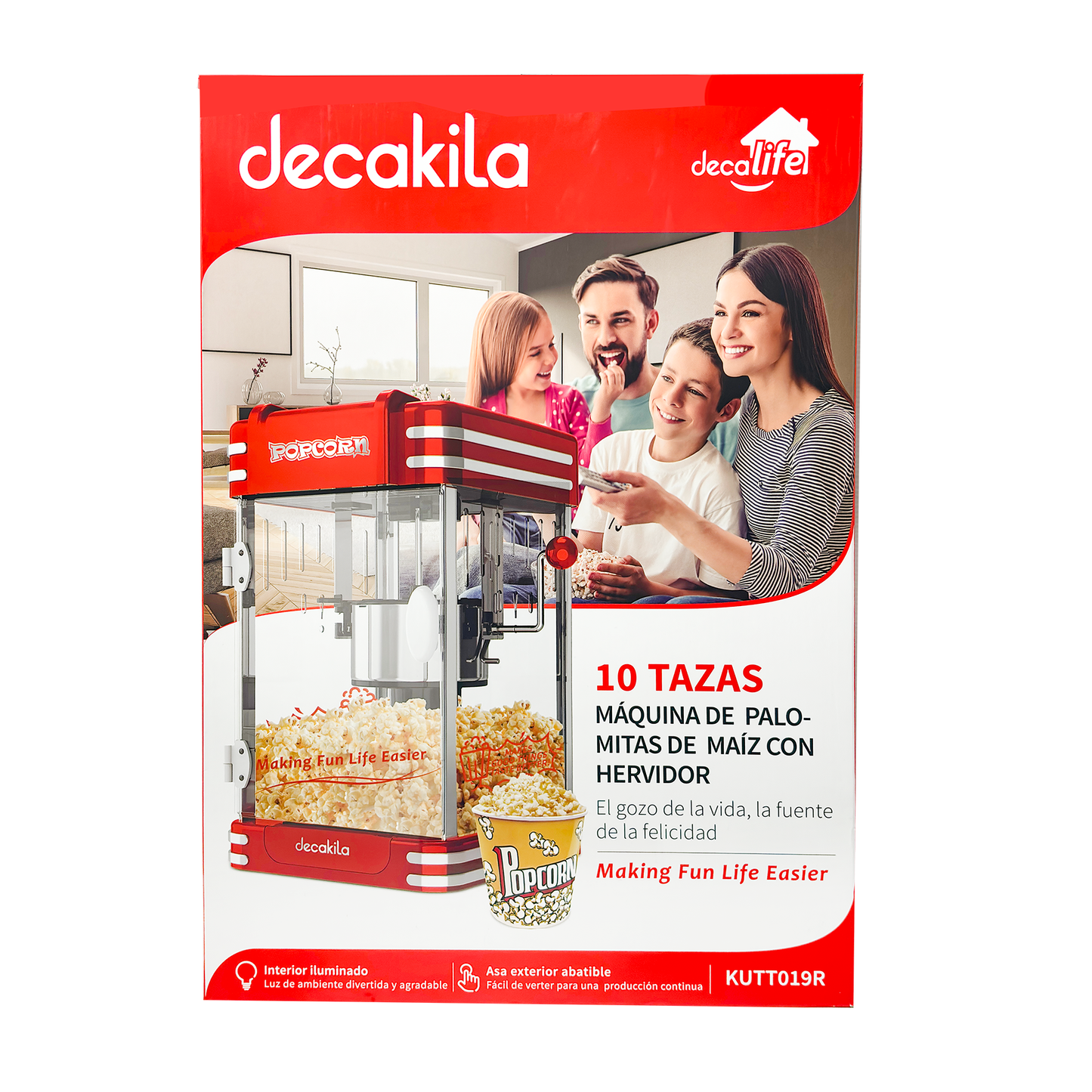 Máquina de Palomitas Tipo Cinema 2.5 Oz Roja Decakila KUTT019R