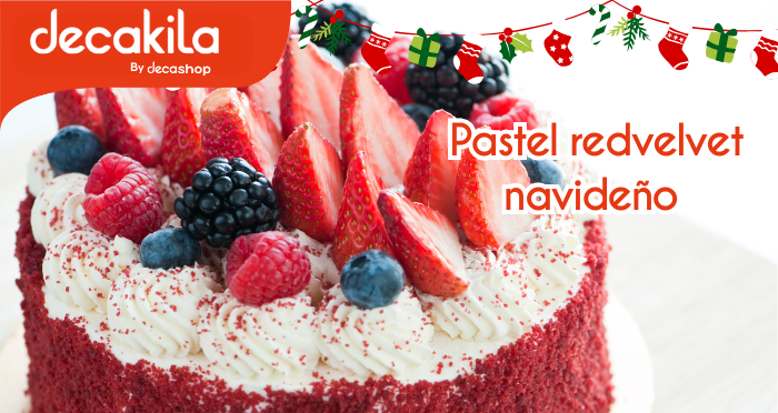 Pastel red velvet navideño para celebrar la Nochebuena