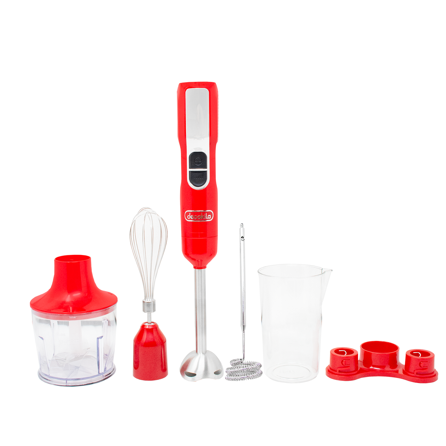 Batidora de inmersión 5 en 1 con accesorios 2 velocidades Inalámbrica de Batería Roja Decakila KMJB055R