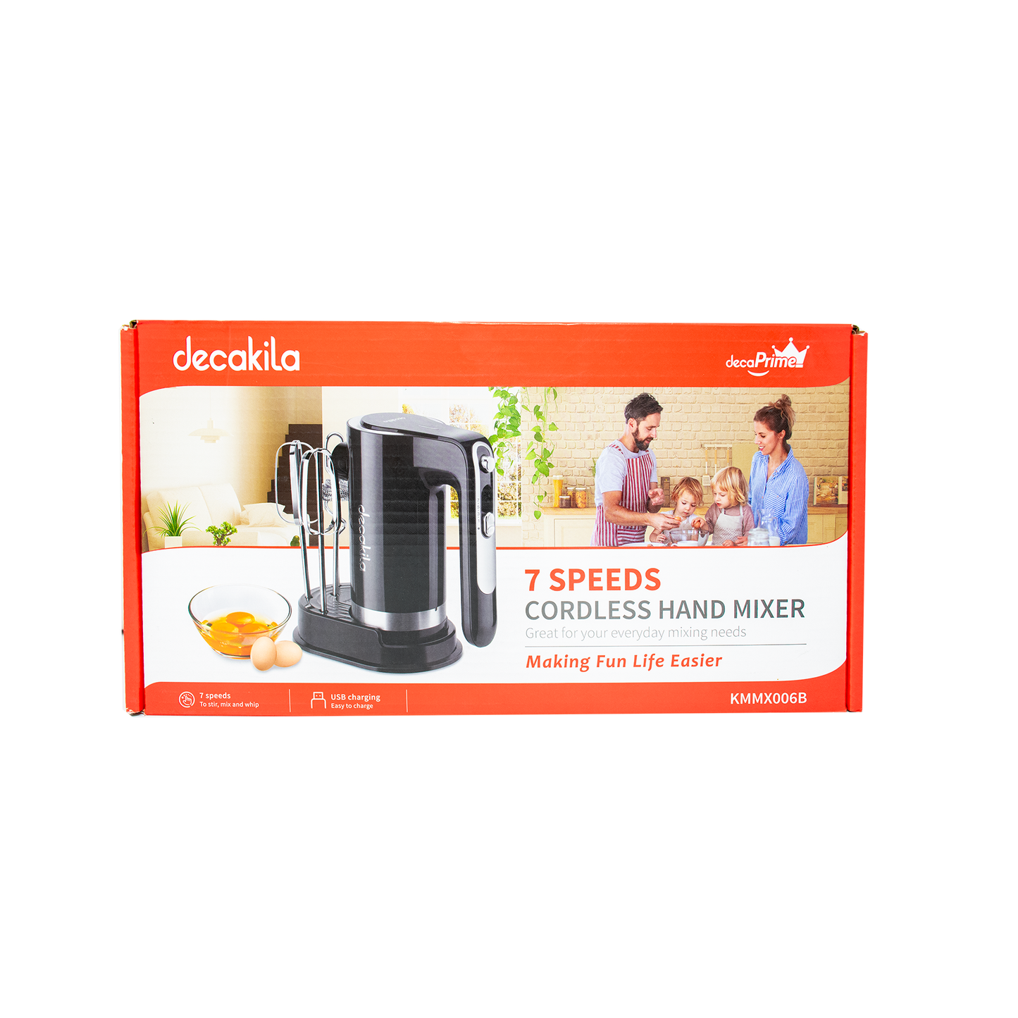 Batidora de Mano 7 Velocidades Inalámbrica con Accesorios Negro Decakila KMMX006B