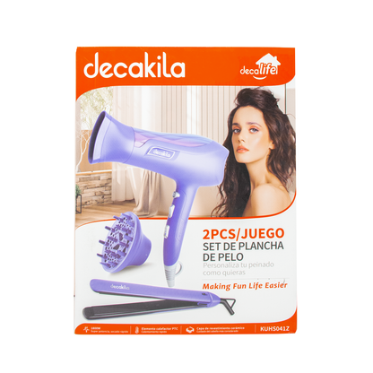 Set de Secadora de cabello + Plancha de cabello Morado Decakila KUHS041Z