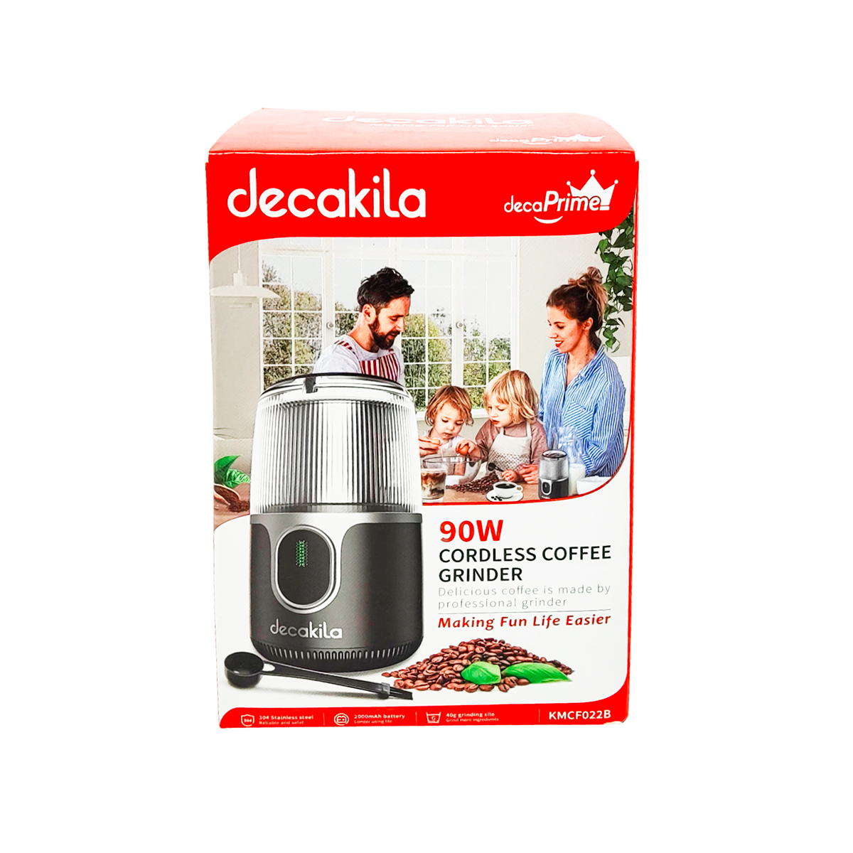 Molino de Café 40g Inalámbrico Negro Decakila KMCF022B (Caja de 12 Piezas)