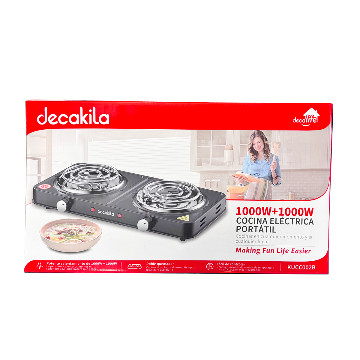 Parrilla eléctrica 2 quemadores de resistencia Decakila KUCC002B