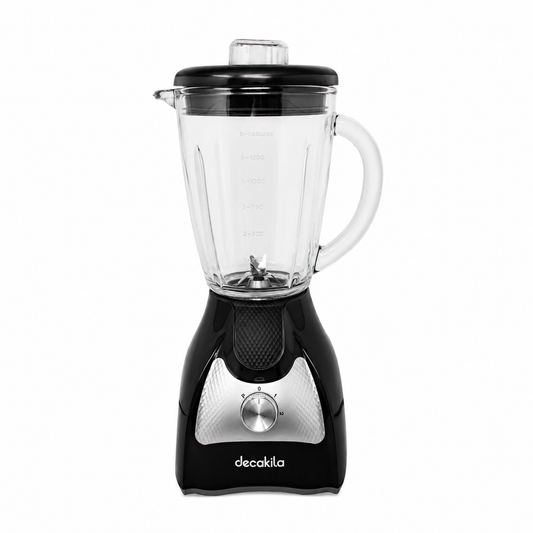 Licuadora 2 Velocidades + Pulso Vaso de Vidrio Negra Decakila KUJB045B