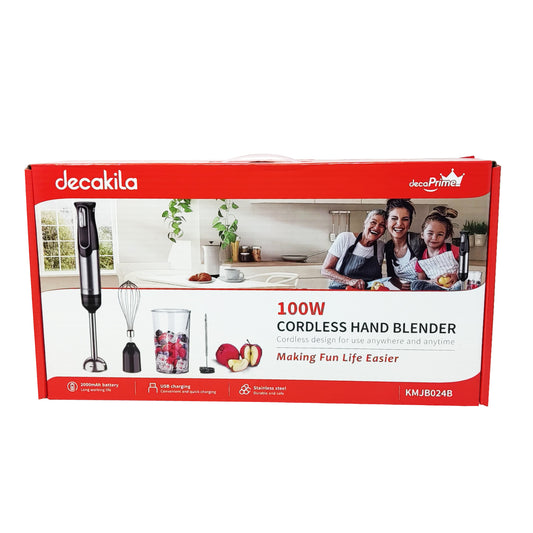 Batidora de Inmersión Inálambrica 2 velocidades Negro Decakila KMJB024B (CAJA DE 6 PZAS)