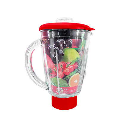 Licuadora 2 Velocidades Vaso de Vidrio 1.5 L Inalámbrica con Batería Recargable Roja Decakila KMJB050R (Caja con 4 piezas)