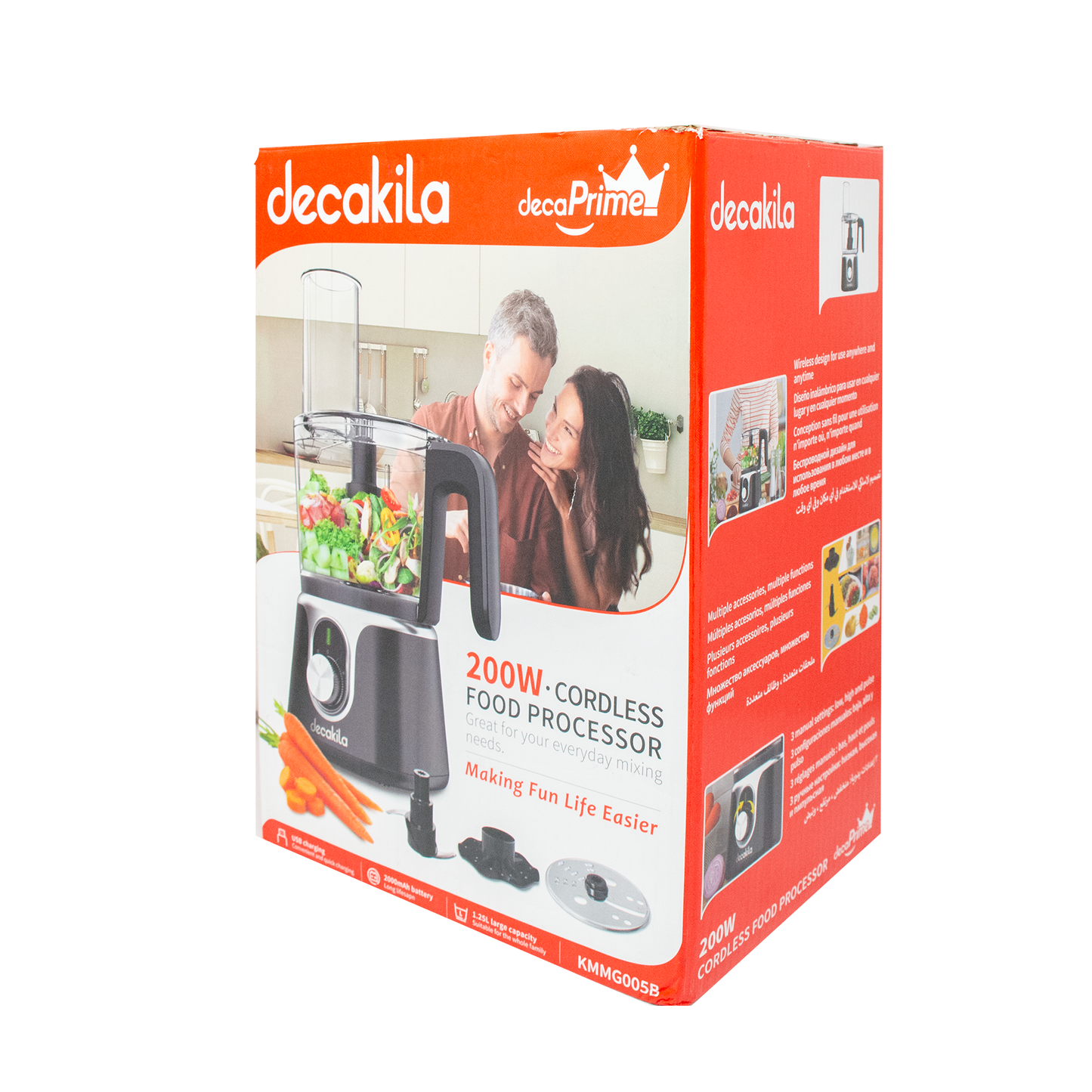 Procesador de alimentos Inalámbrico con Accesorios Negro Decakila KMMG005B (Caja de 4 Piezas)