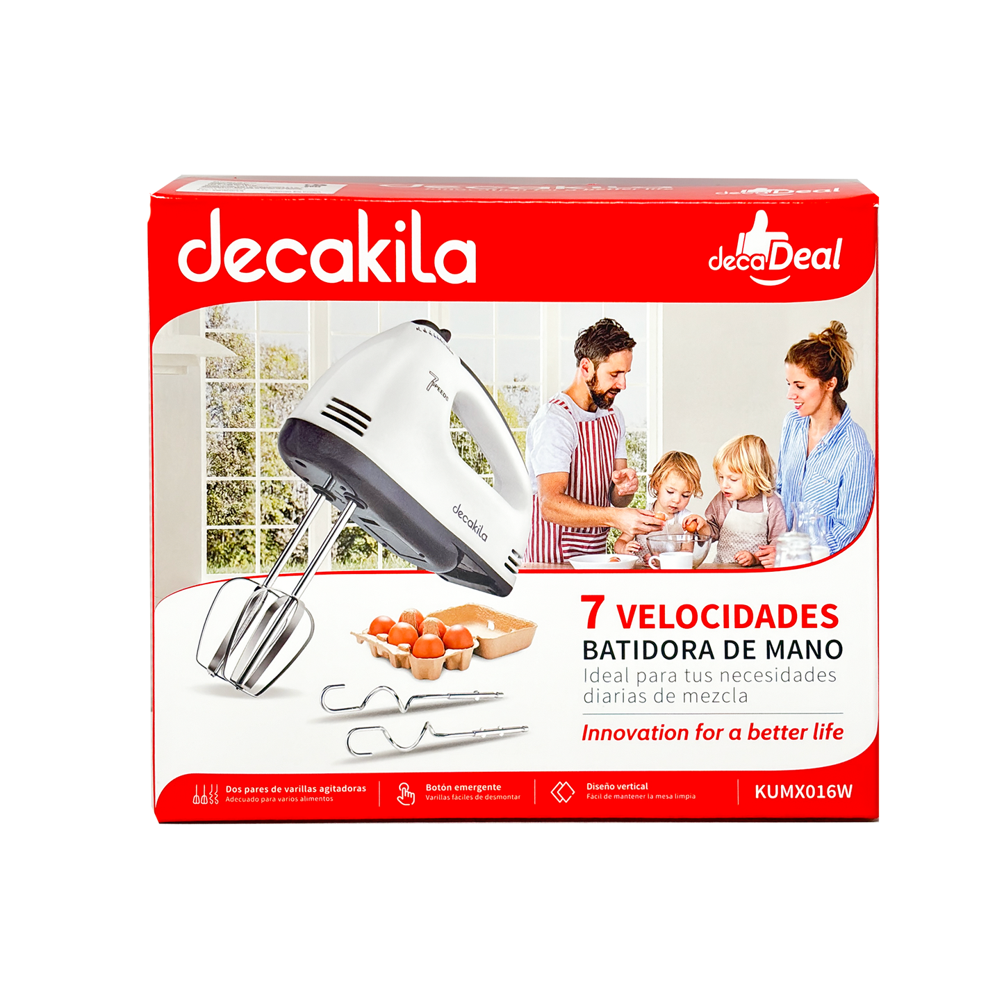 Batidora manual con accesorios blanca 7 velocidades Decakila KUMX016W