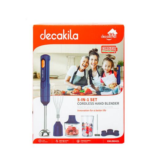 Batidora de inmersión 5 en 1 con accesorios 2 velocidades Azul Decakila KMJB042L (Caja de 6 Piezas)