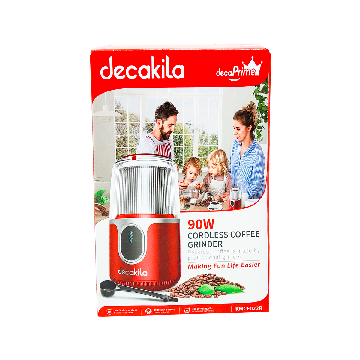 Molino de Café 40g Inalámbrico Rojo Decakila KMCF022R (CAJA DE 12 PIEZAS)