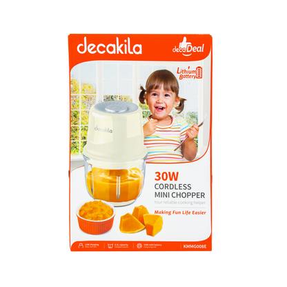 Mini Procesador de Alimentos Inalámbrico Blanco Decakila KMMG008E (Caja de 15 Piezas)