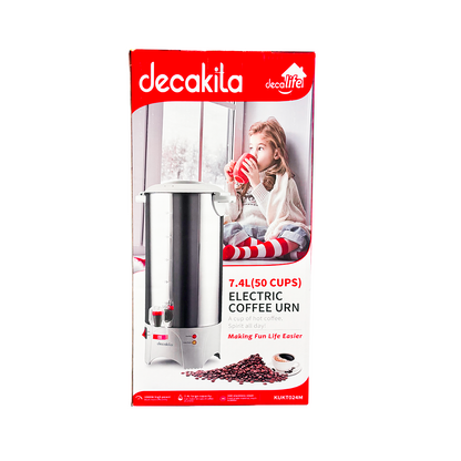 Cafetera Percoladora 50 Tazas (7.4 L) Acero Inoxidable Decakila KUKT024M (Caja con 4 Piezas)
