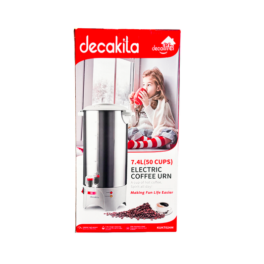 Cafetera Percoladora 50 Tazas (7.4 L) Acero Inoxidable Decakila KUKT024M (Caja con 4 Piezas)