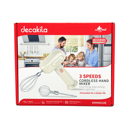 Batidora de Mano Inalámbrica 3 Velocidades Blanca Decakila KMMX018EM (Caja con 12 Piezas)
