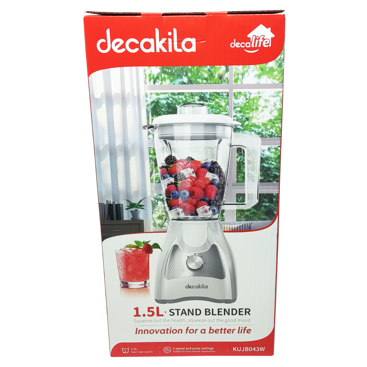 Licuadora 2 Velocidades + Pulso Vaso de Plástico Decakila KUJB043W