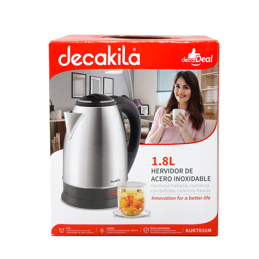 Hervidor Eléctrico Con Jarra de Metal Decakila KUKT031M (Caja con 12 piezas)