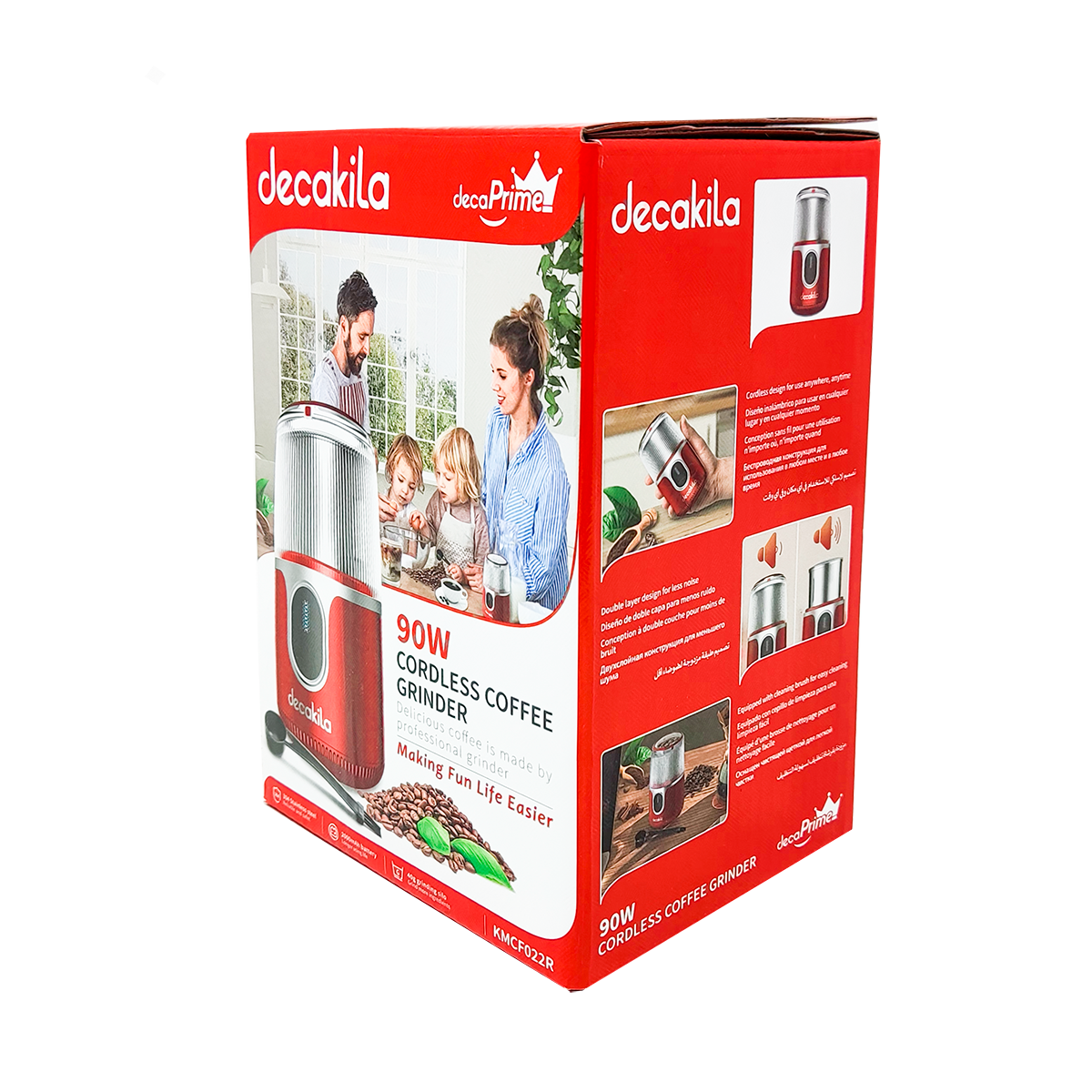 Molino de Café 40g Inalámbrico Rojo Decakila KMCF022R (CAJA DE 12 PIEZAS)