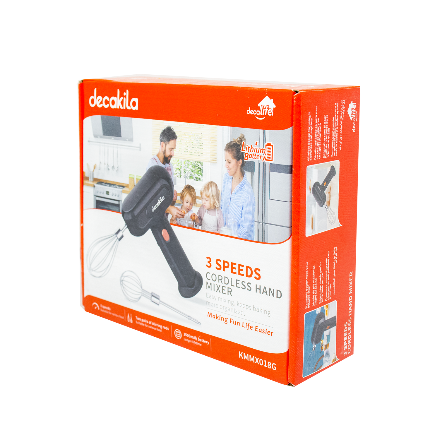 Batidora de Mano Inalámbrica 3 Velocidades Gris Decakila KMMX018G (Caja de 12 Piezas)