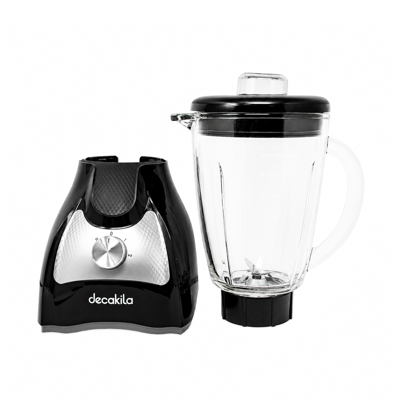 Licuadora 2 Velocidades + Pulso Vaso de Vidrio Negra Decakila KUJB045B (Caja de 4 piezas)