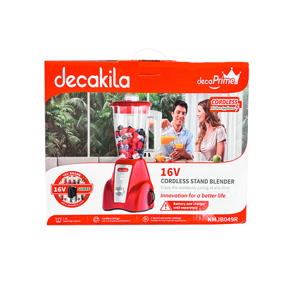 Licuadora 2 Velocidades Vaso de Plástico 1.5 L Inalámbrica de Batería Roja Decakila KMJB049R