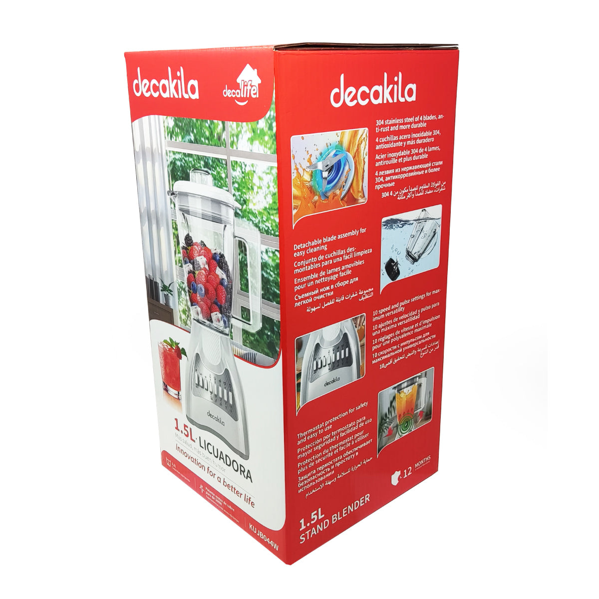 Licuadora 10 Velocidades Vaso de Plástico Blanca Decakila KUJB044W