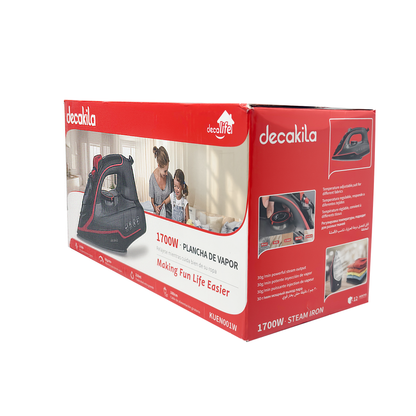 Plancha de Vapor Suela Antiadherente 1700 W Negro/Rojo Decakila KUEN001W