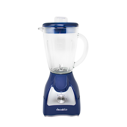 Licuadora 2 Velocidades + Pulso Vaso de Vidrio Azul Decakila KUJB045L (Caja de 4 Piezas)