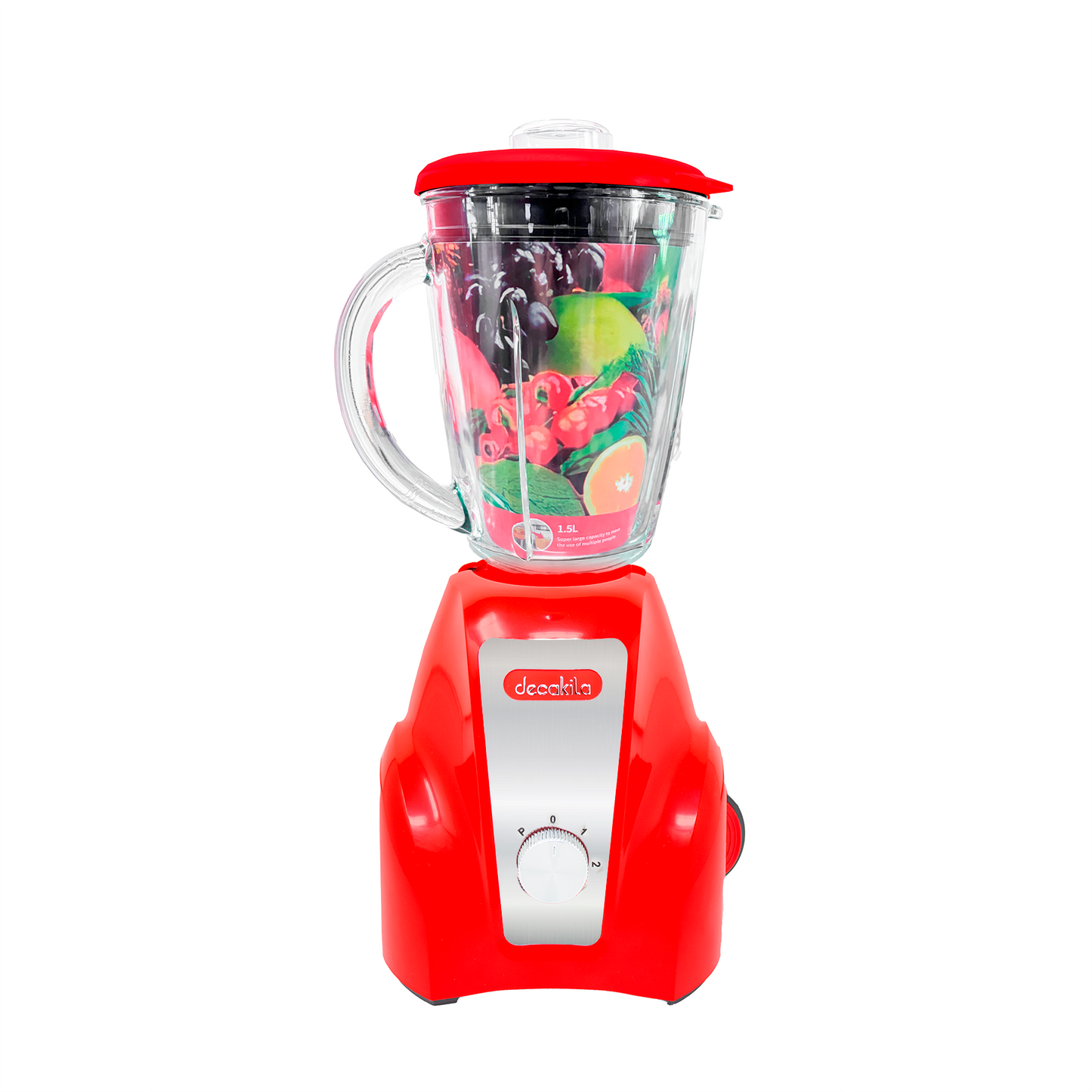 Licuadora 2 Velocidades Vaso de Vidrio 1.5 L Inalámbrica con Batería Recargable Roja Decakila KMJB050R (Caja con 4 piezas)