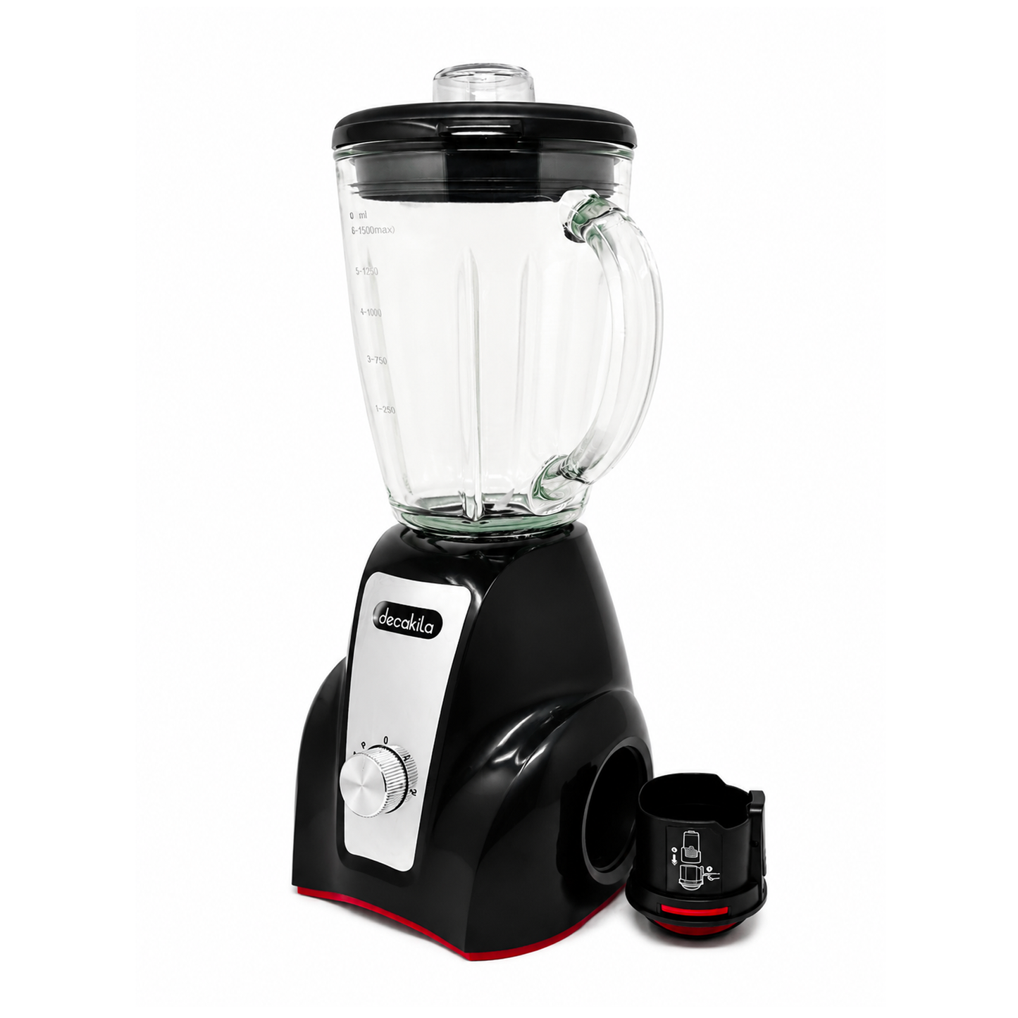 Licuadora 2 Velocidades Vaso de Vidrio 1.5 L Inalámbrica con Batería Recargable Negra Decakila KMJB050B