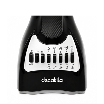 Licuadora 10 Velocidades Vaso de Plástico Negra Decakila KUJB044B (Caja de 4 piezas)