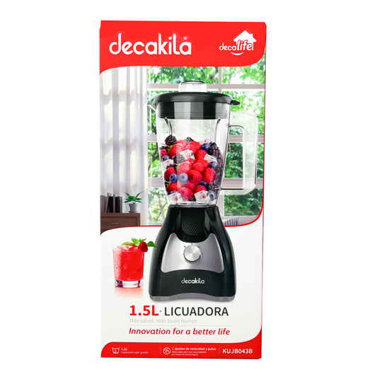 Licuadora 2 Velocidades + Pulso Vaso de Plástico Negra Decakila KUJB043B (Caja de 4 piezas)