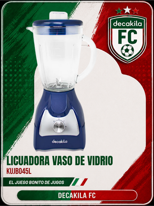 Licuadora 2 Velocidades + Pulso Vaso de Vidrio Azul Decakila KUJB045L