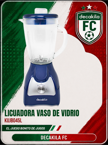 Licuadora 2 Velocidades + Pulso Vaso de Vidrio Azul Decakila KUJB045L
