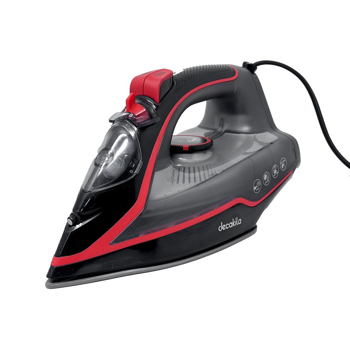 Plancha de Vapor Suela Antiadherente 1700 W Negro/Rojo Decakila KUEN001W