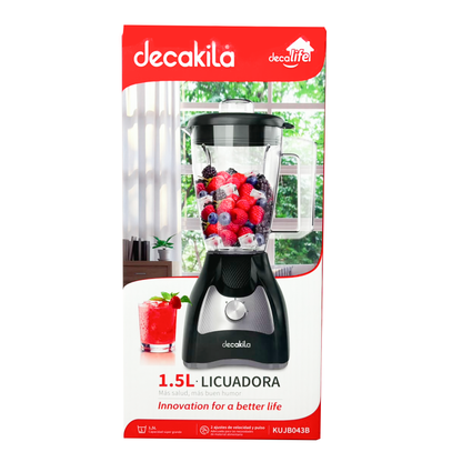 Licuadora 2 Velocidades + Pulso Vaso de Plástico Negra Decakila KUJB043B