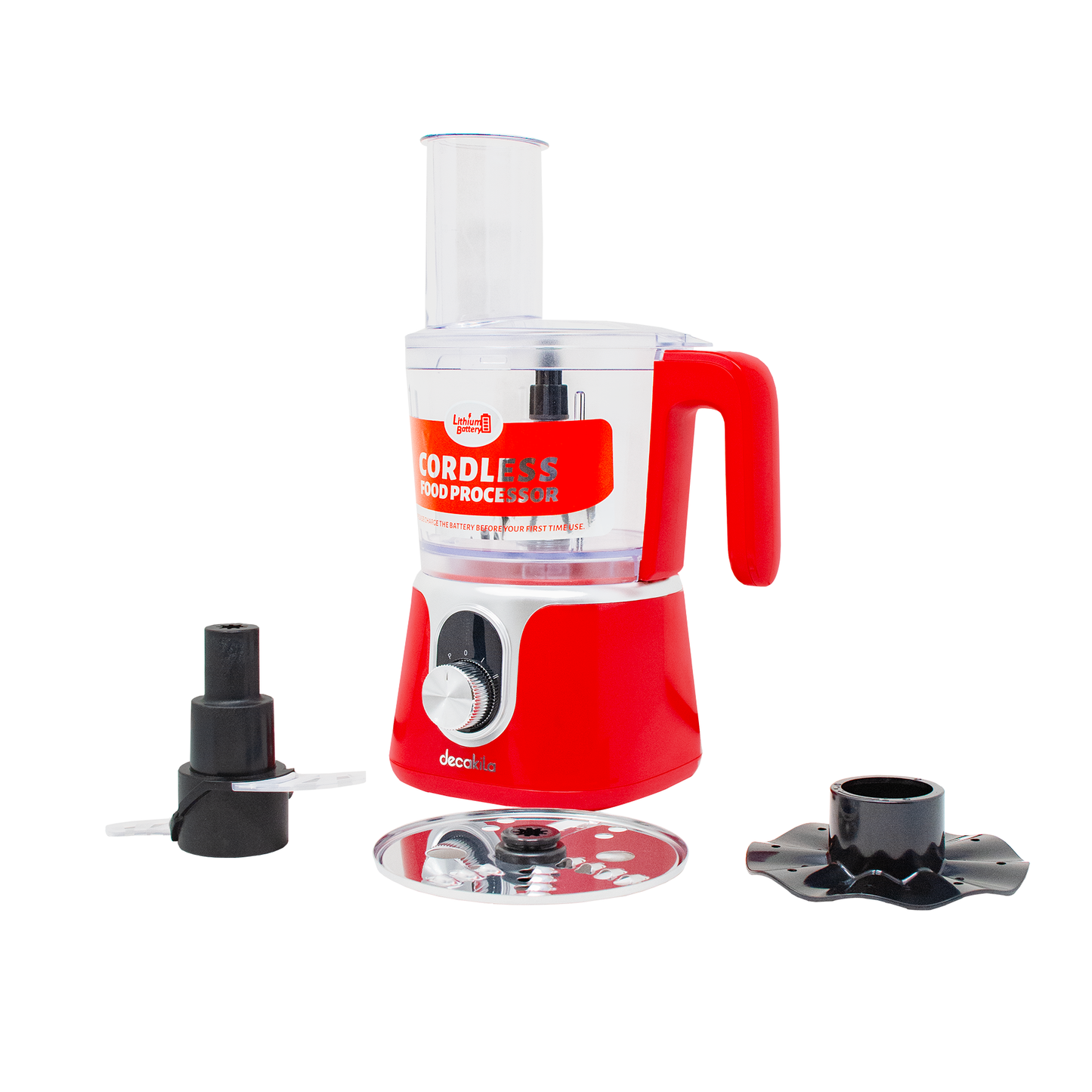 Procesador de alimentos Inalámbrico con Accesorios Rojo Decakila KMMG005R (Caja de 4 Piezas)