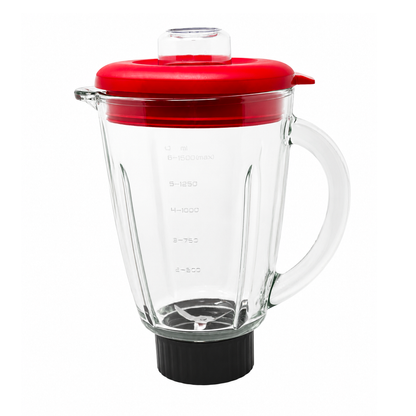 Licuadora 2 Velocidades Vaso de Vidrio 1.5 L Inalámbrica con Batería Recargable Rojo Decakila KUJB052R (Caja de 4 piezas)