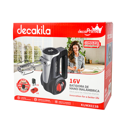 Batidora de Mano 7 Velocidades Inalámbrica con Batería Recargable Negra Decakila KUMX023B