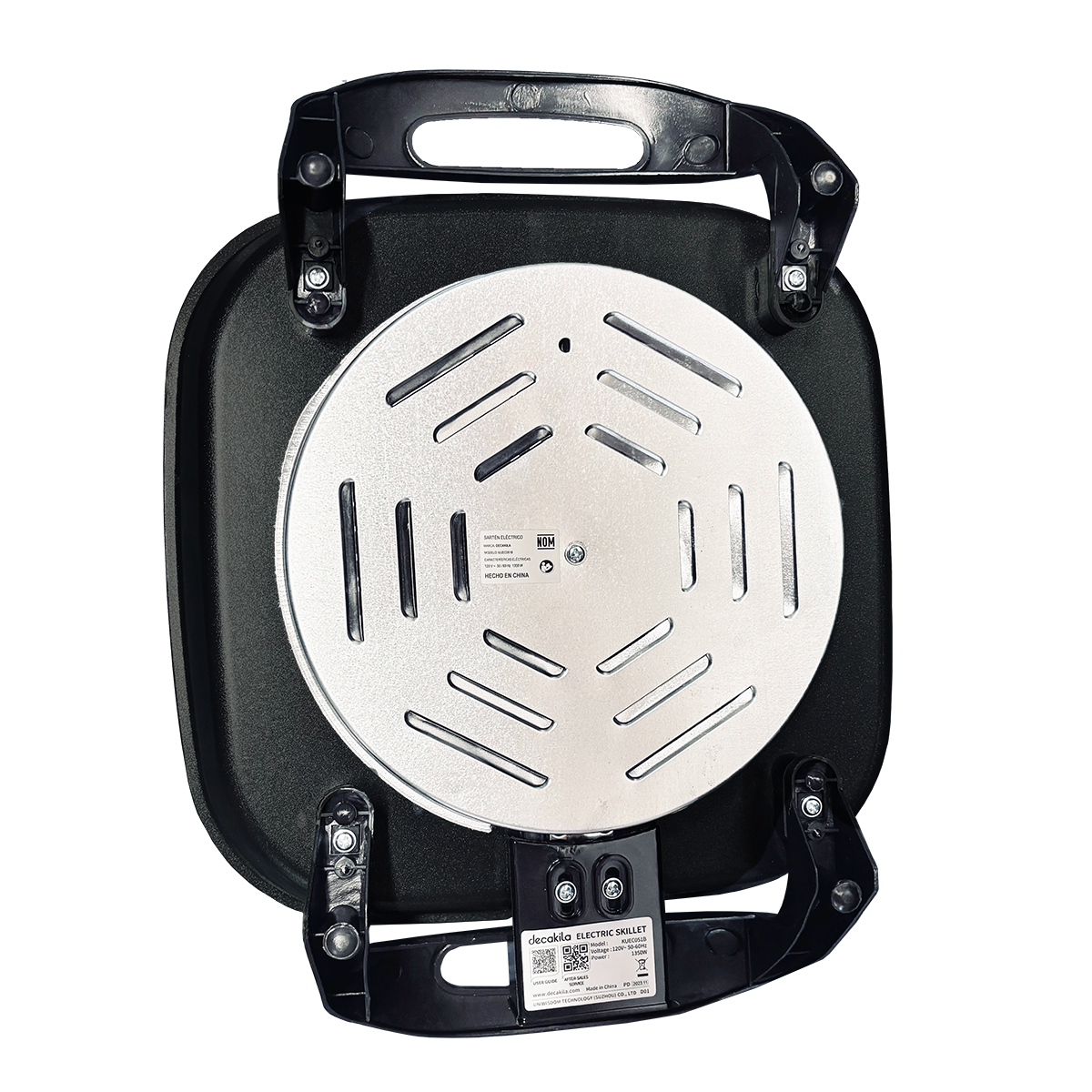 Sartén Eléctrico de 30 X 30 cm con Antiadherente y Tapa de Vidrio Negro Decakila KUEC051B