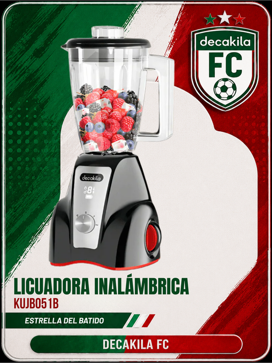 Licuadora 2 Velocidades Vaso de Plástico 1.5 L Inalámbrica con Batería Recargable Negro Decakila KUJB051B