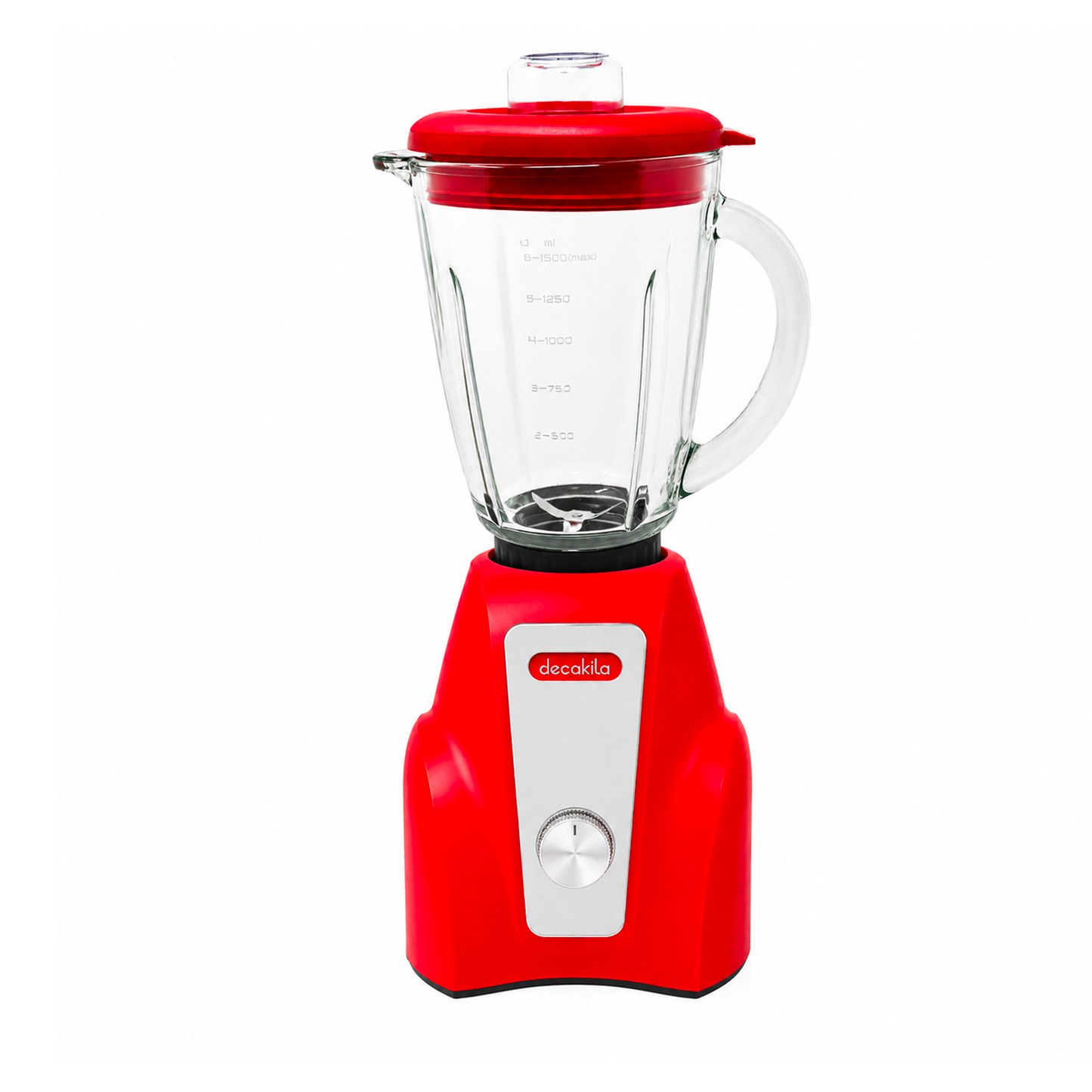Licuadora 2 Velocidades Vaso de Vidrio 1.5 L Inalámbrica con Batería Recargable Rojo Decakila KUJB052R (Caja de 4 piezas)