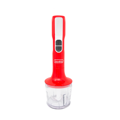 Batidora de inmersión 5 en 1 con accesorios 2 velocidades Inalámbrica de Batería Roja Decakila KMJB055R (Caja de 6 Piezas)