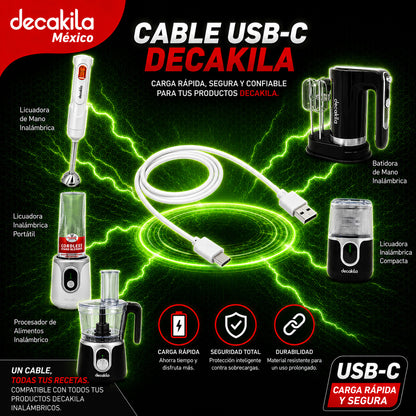 Batidora de Inmersión Inalámbrica con Accesorios 5 en 1 Negro Decakila KMJB021B (Caja de 6 Piezas)