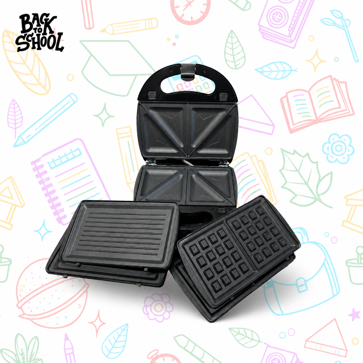 Sandwichera - Wafflera - 3 en 1 Placas Intercambiables 750 W Decakila KUEC048M