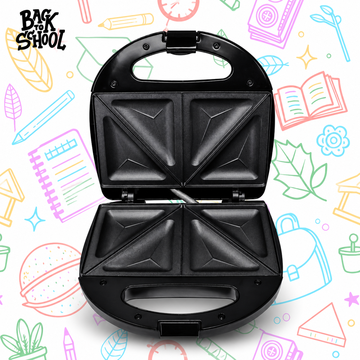 Sandwichera 2 Panes con Antiadherente 750 W Negro Decakila KUEC046B